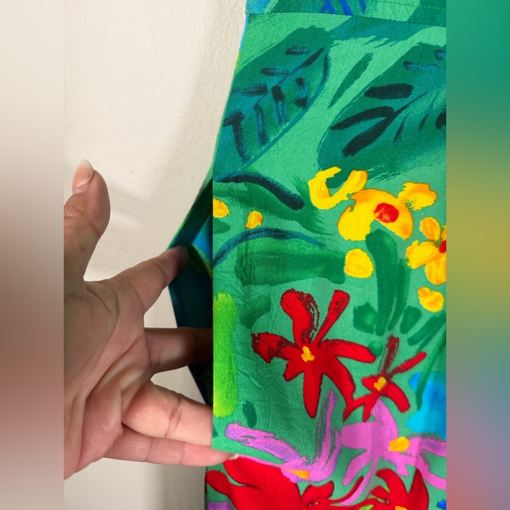 Vibrant Floral Midi Dress - Green and Red - Picture 4 of 11